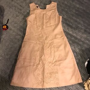 INC leather like blush pink dress